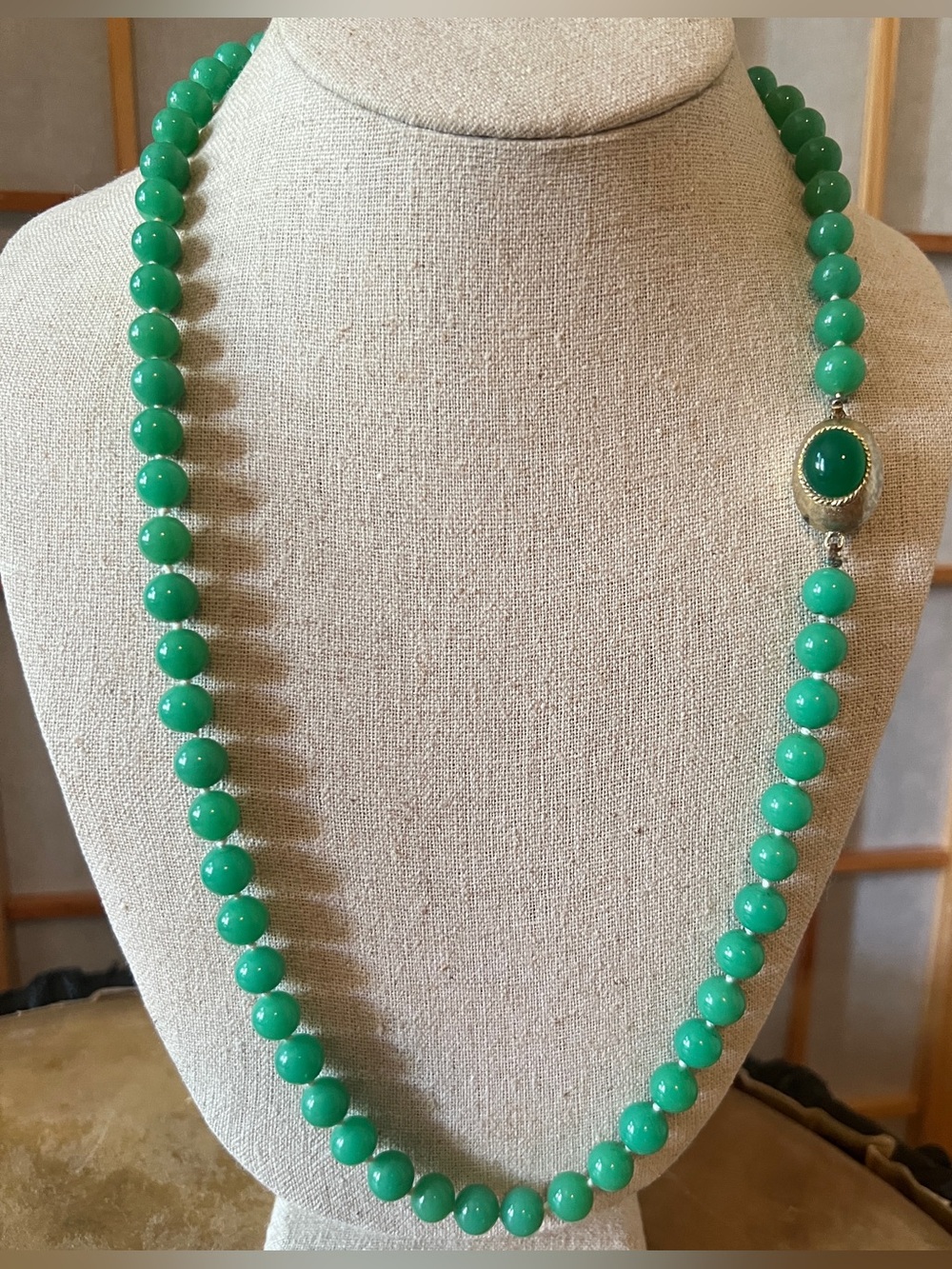 Stella & Dot Contessa Retired Jade Green Beaded Statement Necklace 25”